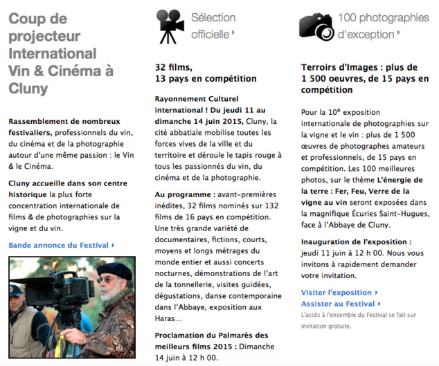 Festival Oenovidéo et de Terroirs d'images 2015 à Cluny