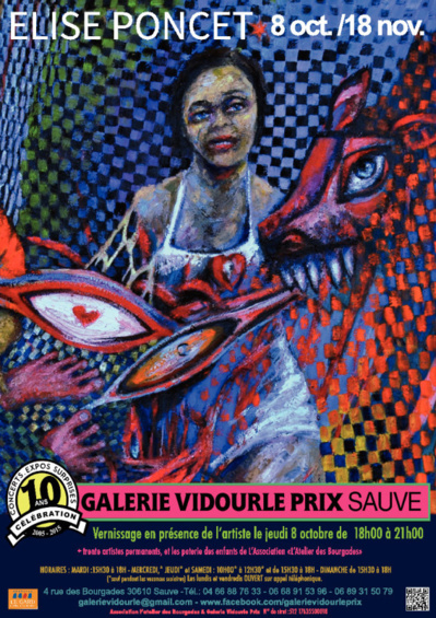 Exposition Elise Poncet à la Galerie Vidourle Prix à Sauve. 