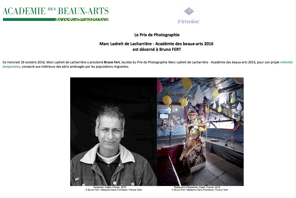 LAURÉAT 2016 / PRIX DE PHOTOGRAPHIE MARC LADREIT DE LACHARRIÈRE - ACADÉMIE DES BEAUX-ARTS