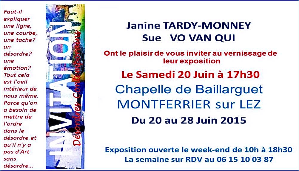 Janine Tardy-Monney & Sue Vo Van Qui exposent