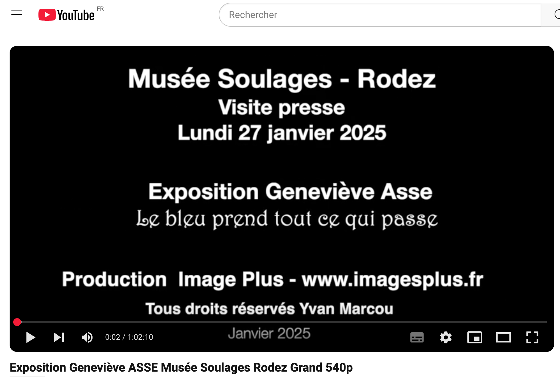 Exposition - Geneviève Asse. Le bleu prend tout ce qui passe - Musée Soulages - Rodez