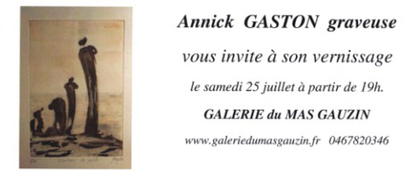 Annick  Gaston, graveuse, à la Galerie du Mas Gauzin.