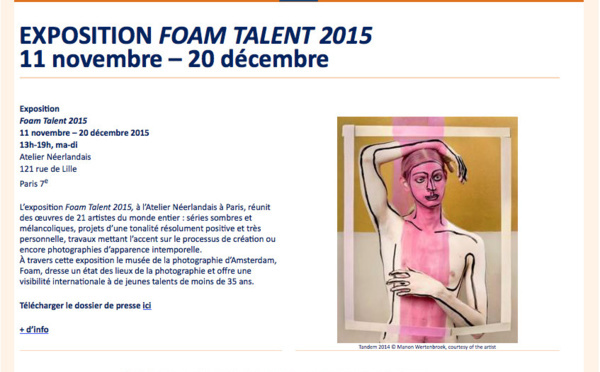 Exposition Foam Talent 2015 à l’Atelier Néerlandais à Paris